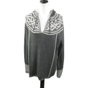 Eddie Bauer Gray V-Slit Cotton Blend Hooded Sweater Size XL